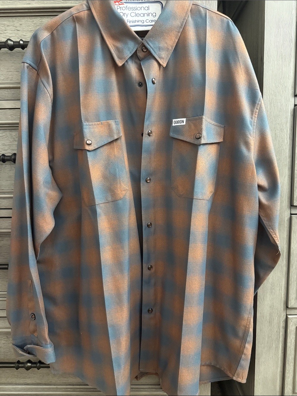 DIXXON Blue and Brown Plaid Casual Button-Down Shirt